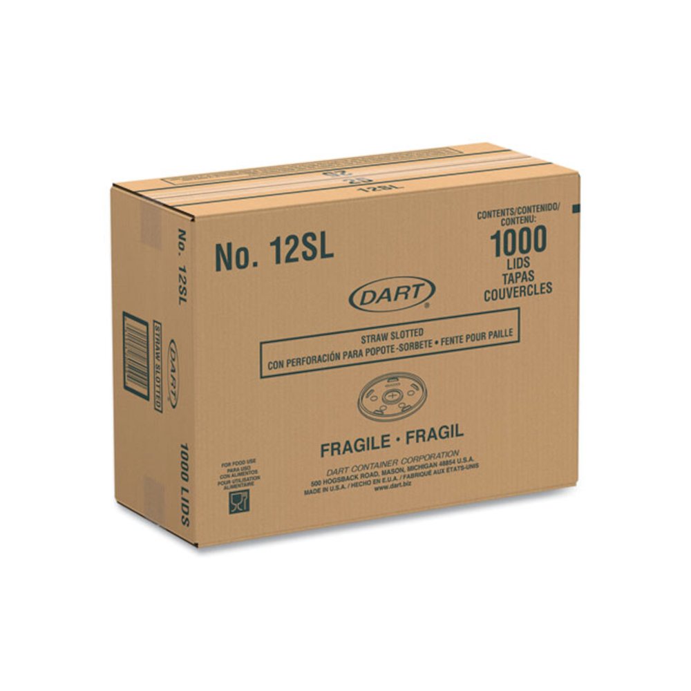 Plastic Lids for Foam Cups/Bowls/Containers, Flat with Straw Slot, Fits 6 oz to 14 oz, Translucent, 100/Pack, 10 Packs/Carton. Picture 2