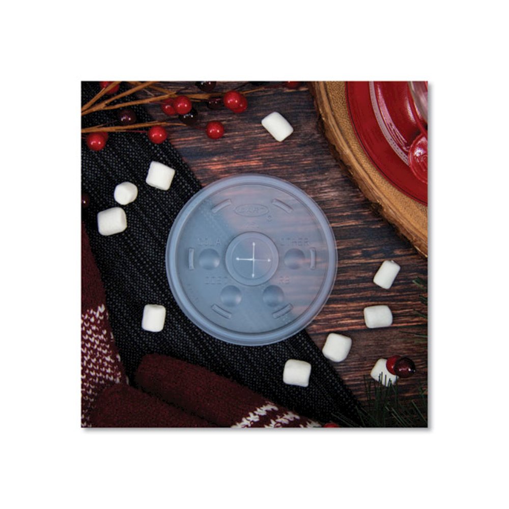 Plastic Lids for Foam Cups/Bowls/Containers, Flat with Straw Slot, Fits 6 oz to 14 oz, Translucent, 100/Pack, 10 Packs/Carton. Picture 4