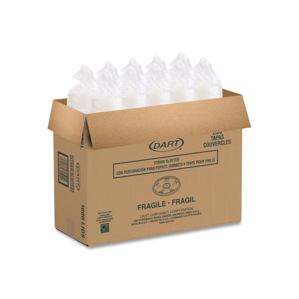 Plastic Lids for Foam Cups/Bowls/Containers, Flat with Straw Slot, Fits 6 oz to 14 oz, Translucent, 100/Pack, 10 Packs/Carton. Picture 6