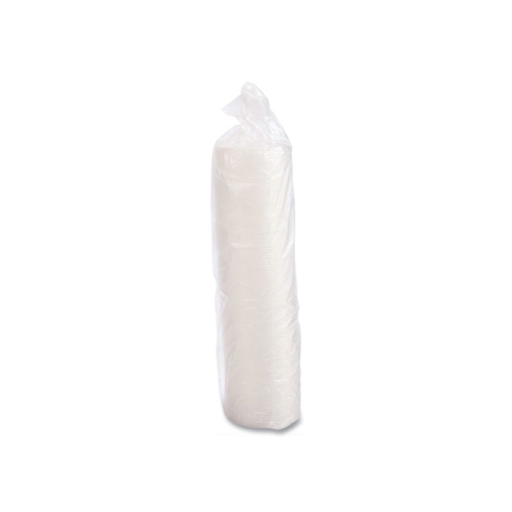Plastic Lids for Foam Cups/Bowls/Containers, Flat with Straw Slot, Fits 6 oz to 14 oz, Translucent, 100/Pack, 10 Packs/Carton. Picture 3