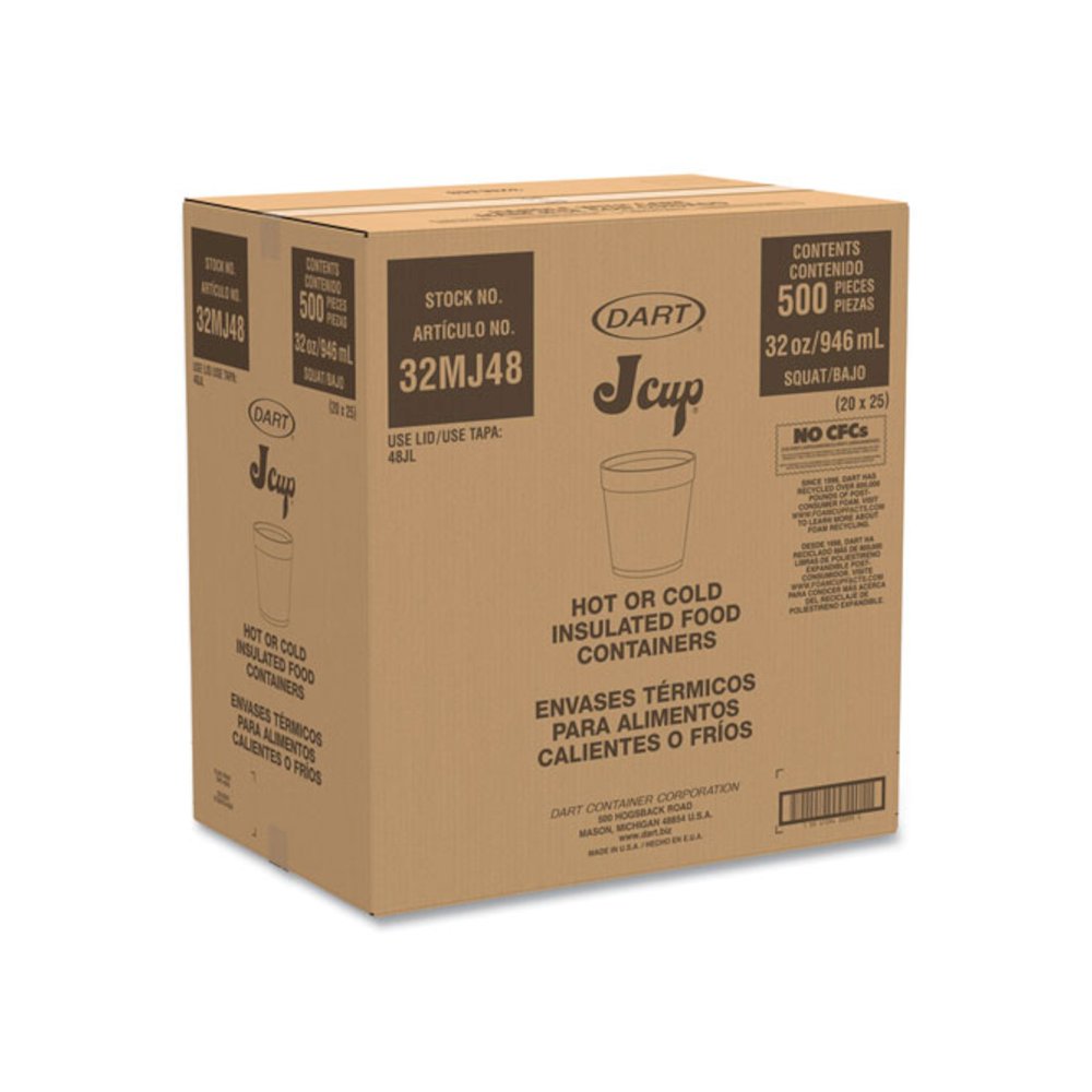 Foam Containers, 32 oz, White, 25/Bag, 20 Bags/Carton. Picture 2