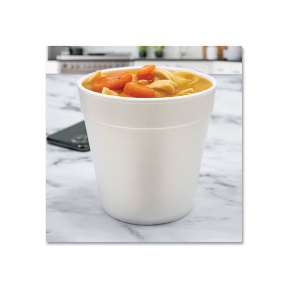 Foam Containers, 32 oz, White, 25/Bag, 20 Bags/Carton. Picture 4