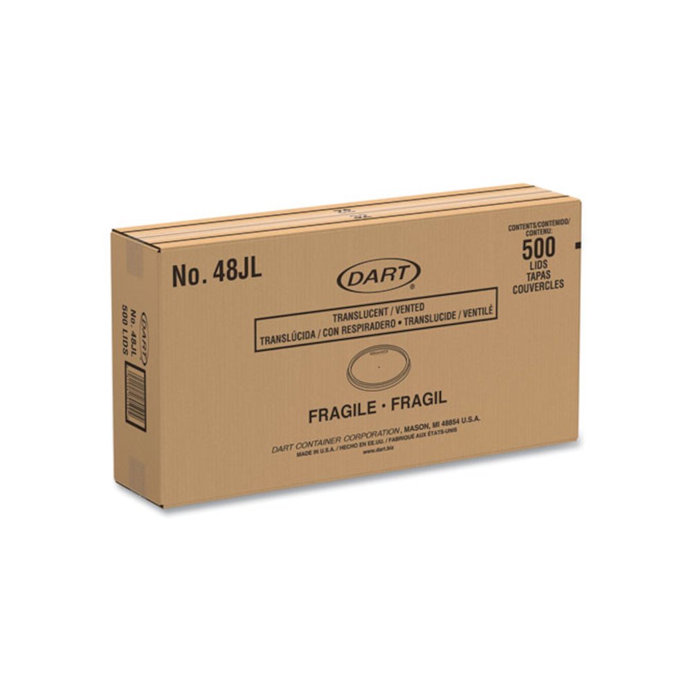 Plastic Lids for Foam Containers, Flat, Vented, Fits 24 oz to 32 oz, Translucent, 100/Pack, 5 Packs/Carton. Picture 2