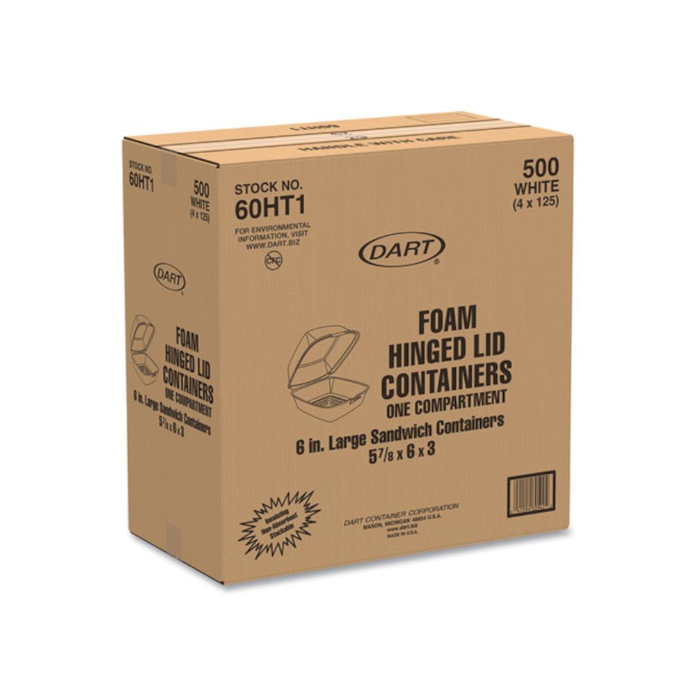 Foam Hinged Lid Containers, 6 x 5.78 x 3, White, 500/Carton. Picture 2