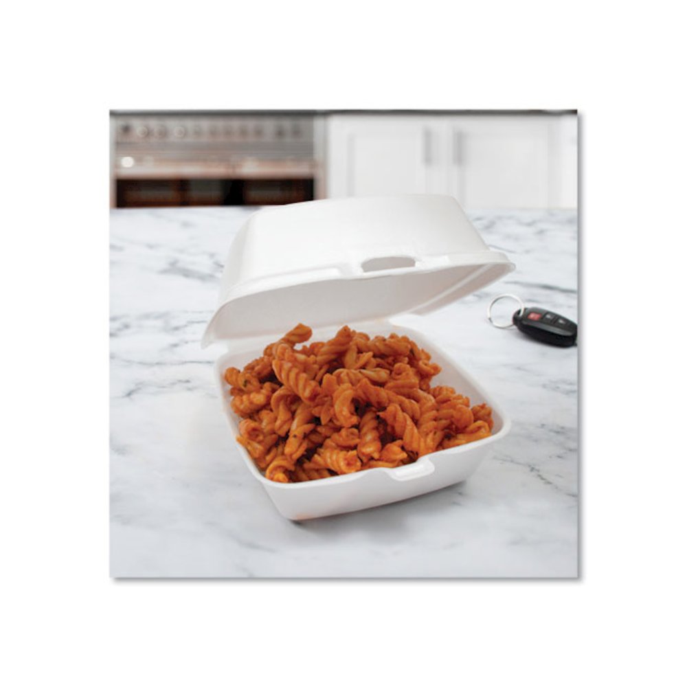 Foam Hinged Lid Containers, 6 x 5.78 x 3, White, 500/Carton. Picture 4