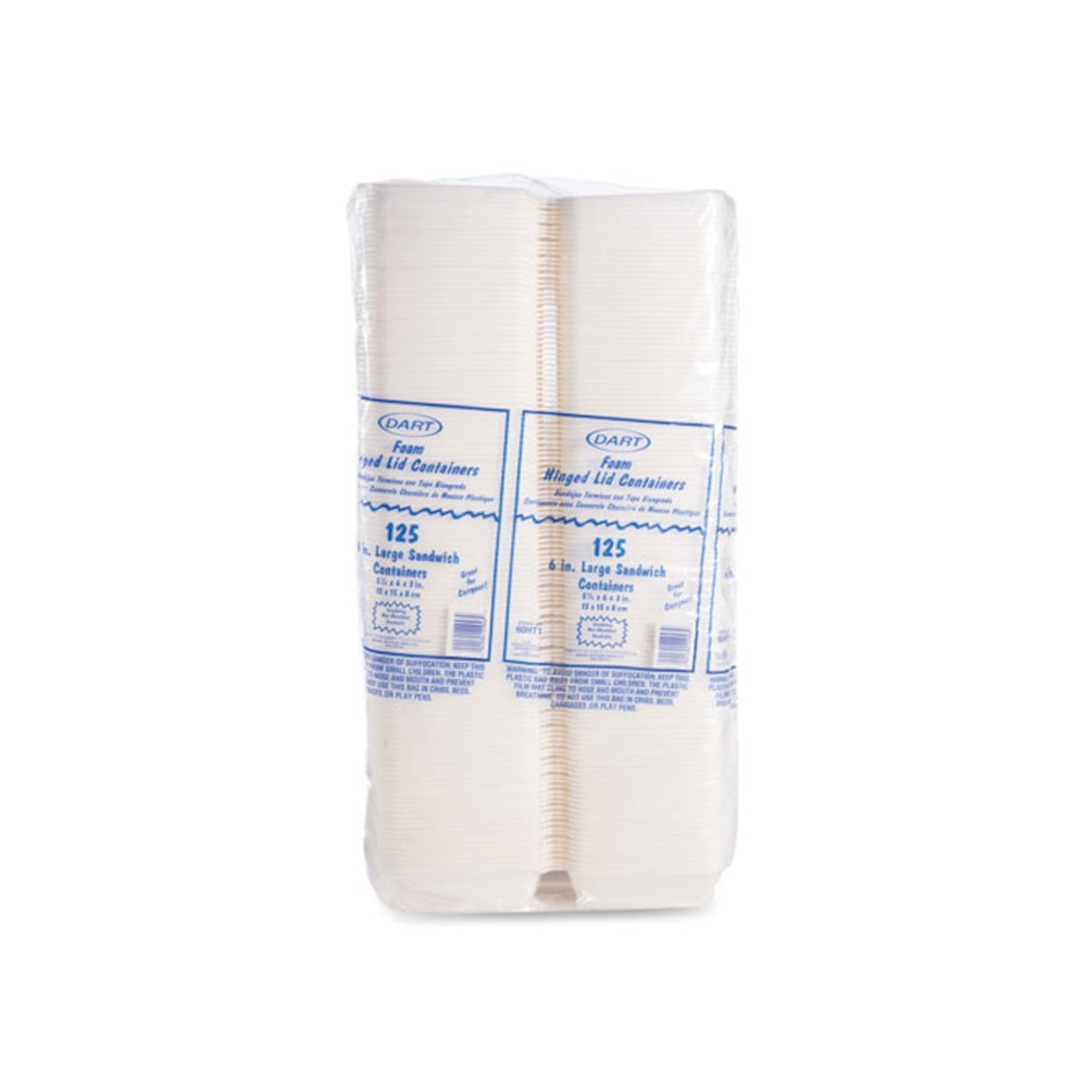 Foam Hinged Lid Containers, 6 x 5.78 x 3, White, 500/Carton. Picture 3