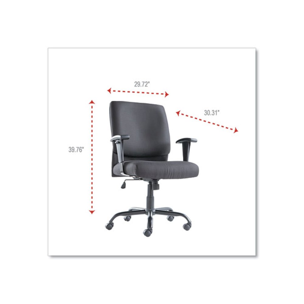 Big/Tall Swivel/Tilt Mid-Back Chair, Supports Up to 450 lb, 19.29" to 23.22" Seat Height, Black. Picture 8