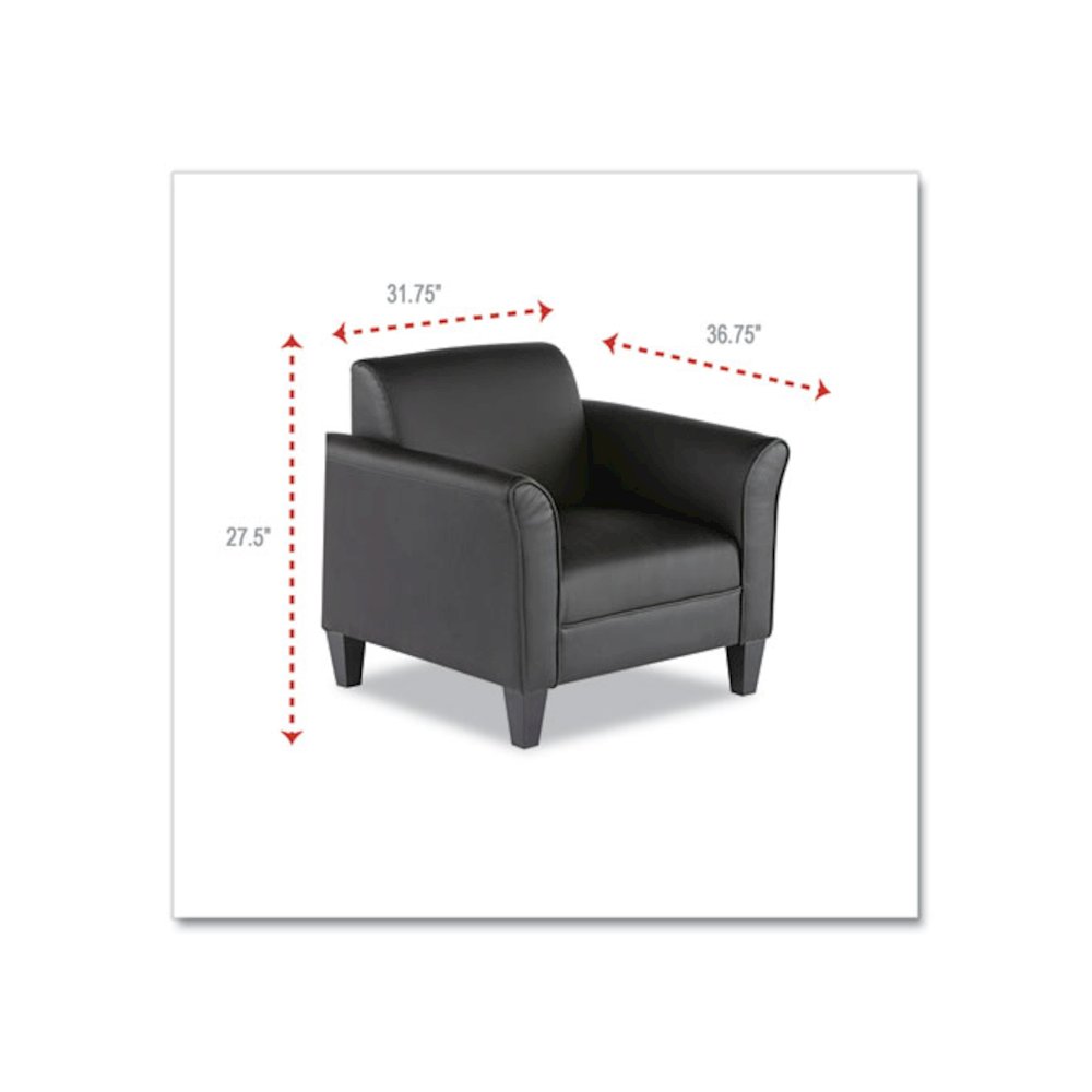 Alera Reception Lounge Sofa Series Club Chair, 35.43" x 30.7" x 32.28", Black Seat, Black Back, Black Base. Picture 5