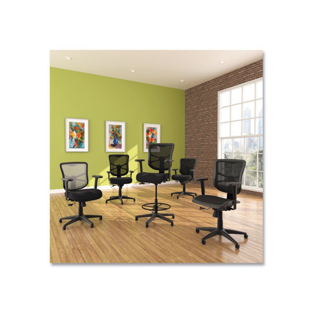 Alera Elusion Series Mesh Stool, Supports Up to 275 lb, 22.6" to 31.6" Seat Height, Black. Picture 9