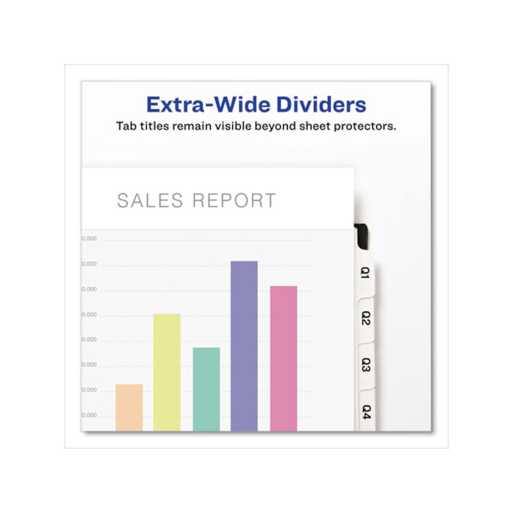 Print and Apply Index Maker Clear Label Dividers, Extra Wide Tab, 8-Tab, 11.25 x 9.25, White, 1 Set. Picture 2