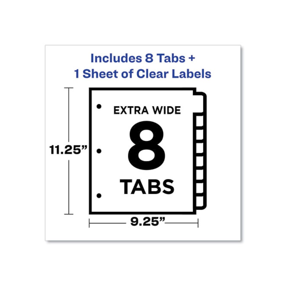 Print and Apply Index Maker Clear Label Dividers, Extra Wide Tab, 8-Tab, 11.25 x 9.25, White, 1 Set. Picture 3