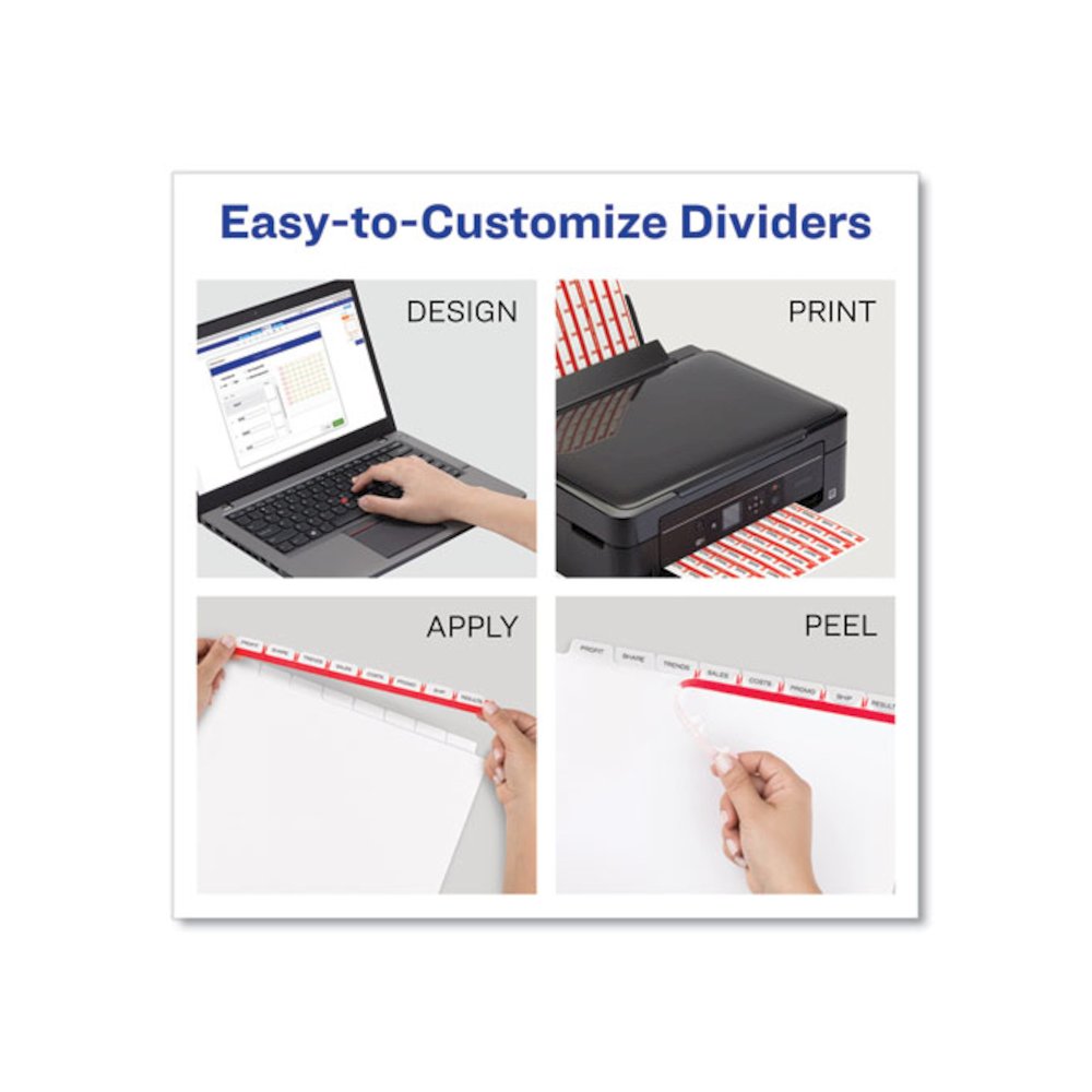 Print and Apply Index Maker Clear Label Dividers, Extra Wide Tab, 8-Tab, 11.25 x 9.25, White, 1 Set. Picture 4