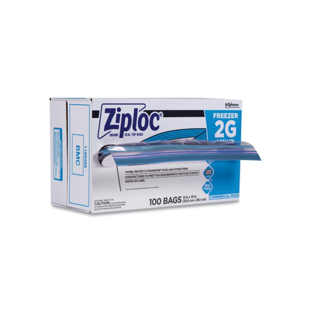 Zipper Freezer Bags, 2 gal, 13" x 15.5", Clear, 100/Carton. Picture 4