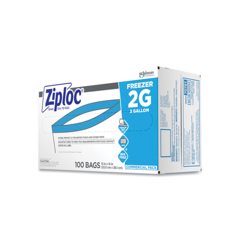 Zipper Freezer Bags, 2 gal, 13" x 15.5", Clear, 100/Carton. Picture 3