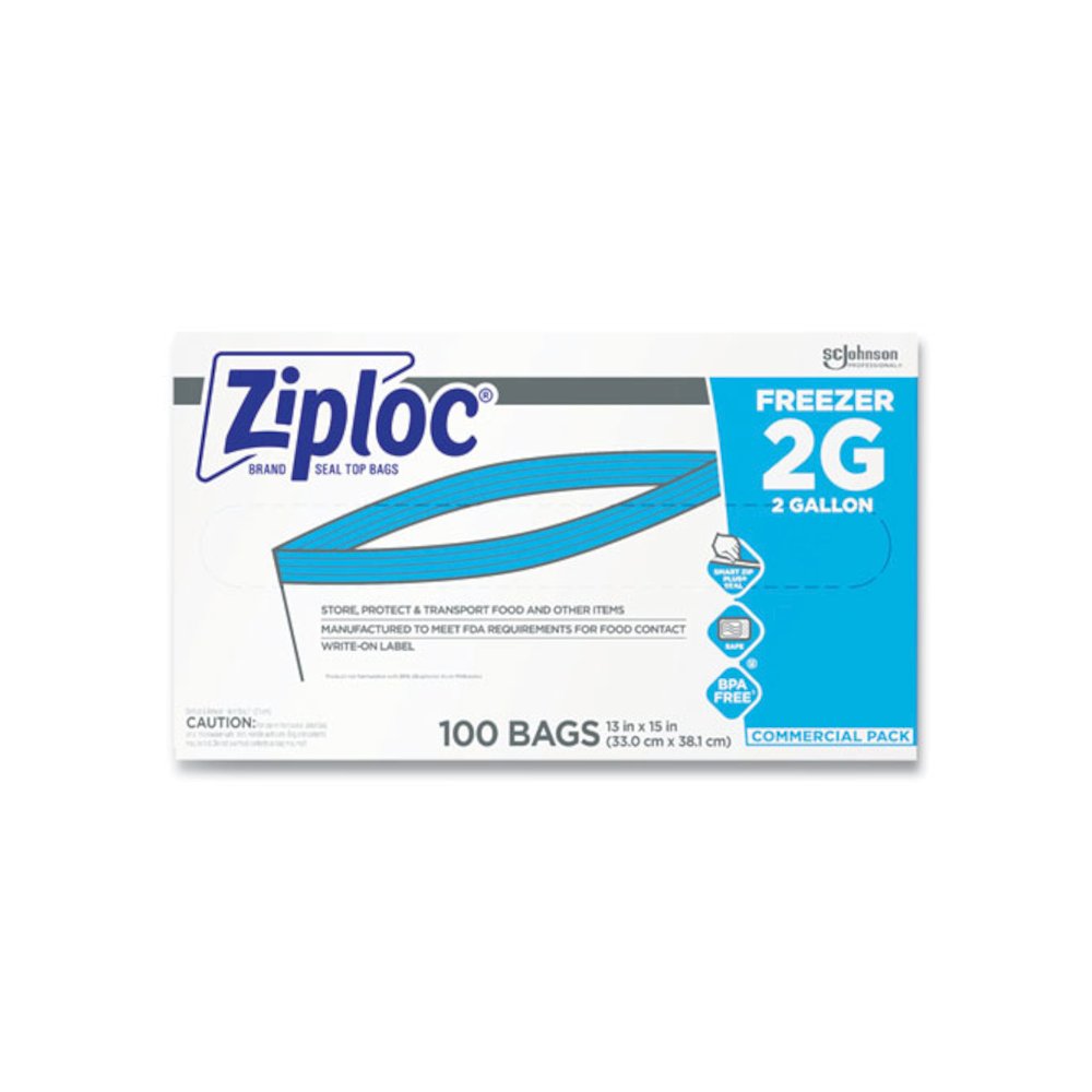 Zipper Freezer Bags, 2 gal, 13" x 15.5", Clear, 100/Carton. Picture 1