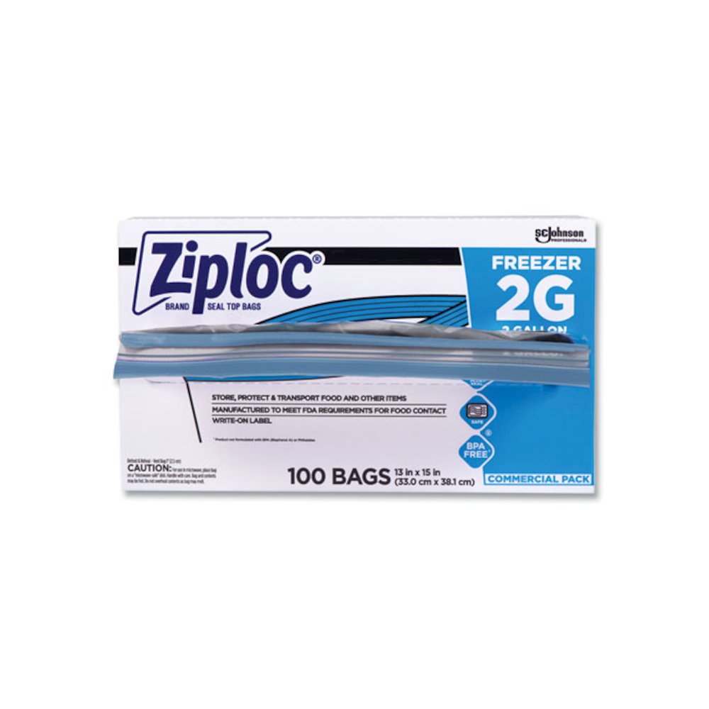 Zipper Freezer Bags, 2 gal, 13" x 15.5", Clear, 100/Carton. Picture 2