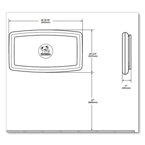 Baby Changing Station, Wall Horizontal Mount, 36.5 x 21.25, Gray. Picture 4