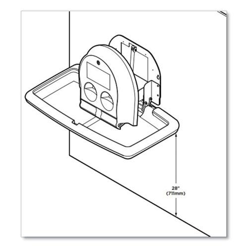 Baby Changing Station, Wall Horizontal Mount, 36.5 x 21.25, Gray. Picture 3