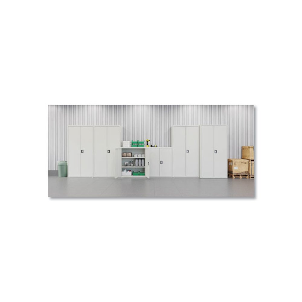 Economy Assembled Storage Cabinets, 3 Shelves, 36" x 18" x 42", Light Gray. Picture 3