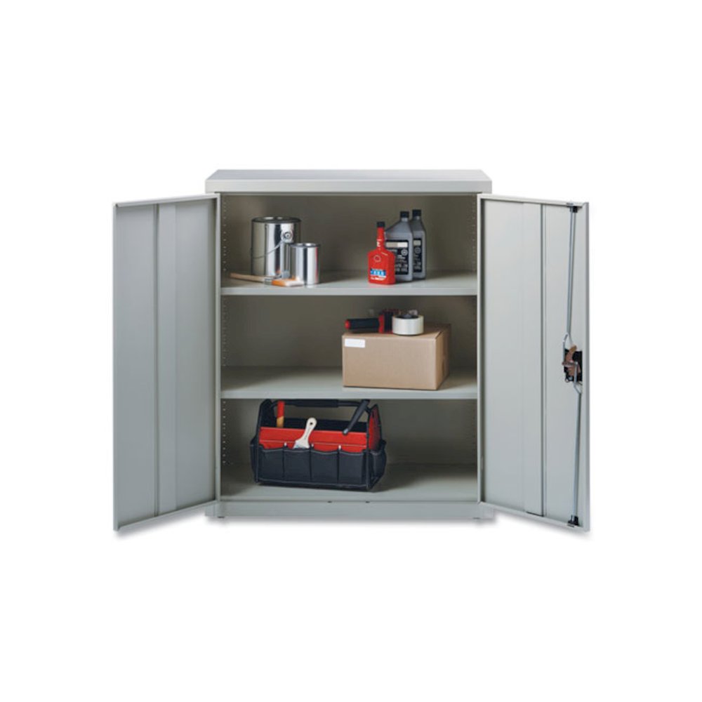 Economy Assembled Storage Cabinets, 3 Shelves, 36" x 18" x 42", Light Gray. Picture 4