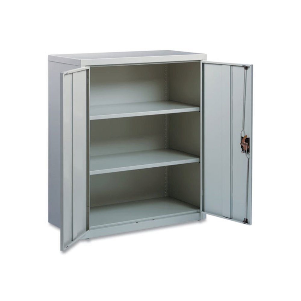 Economy Assembled Storage Cabinets, 3 Shelves, 36" x 18" x 42", Light Gray. Picture 5
