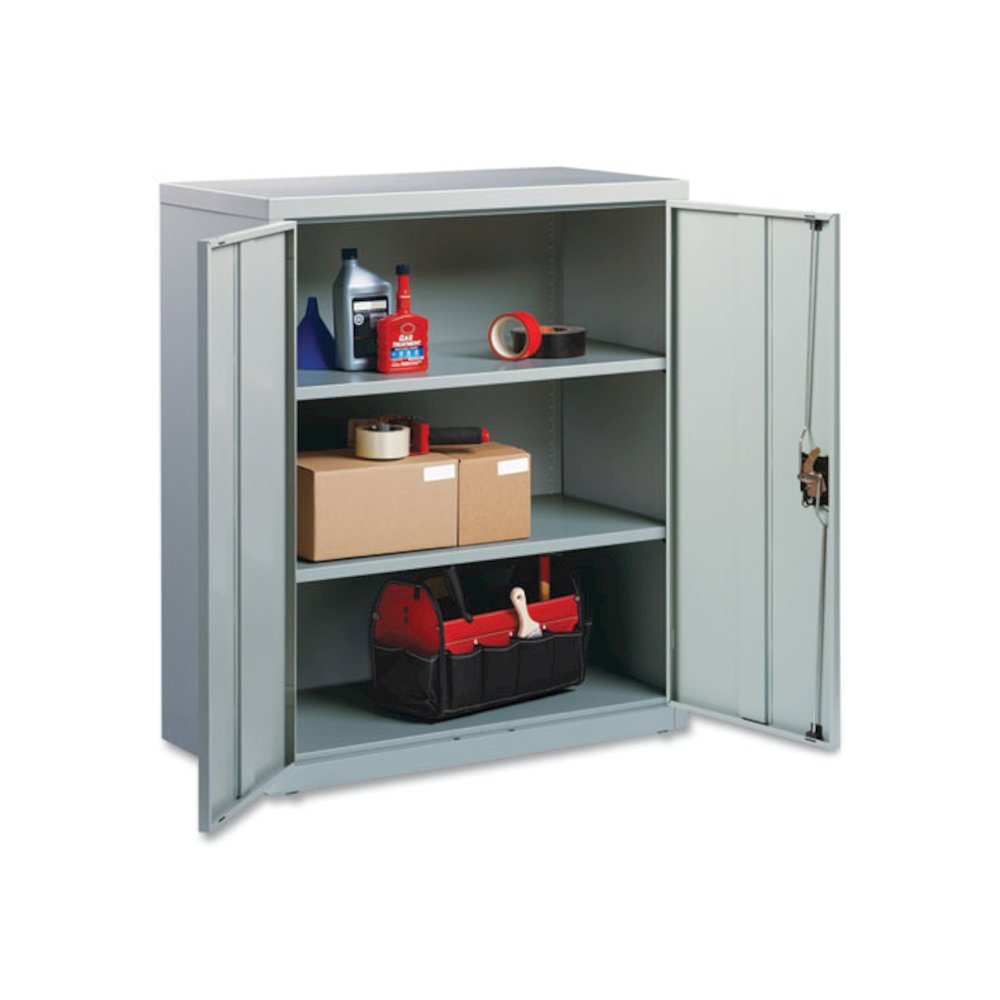 Economy Assembled Storage Cabinets, 3 Shelves, 36" x 18" x 42", Light Gray. Picture 6