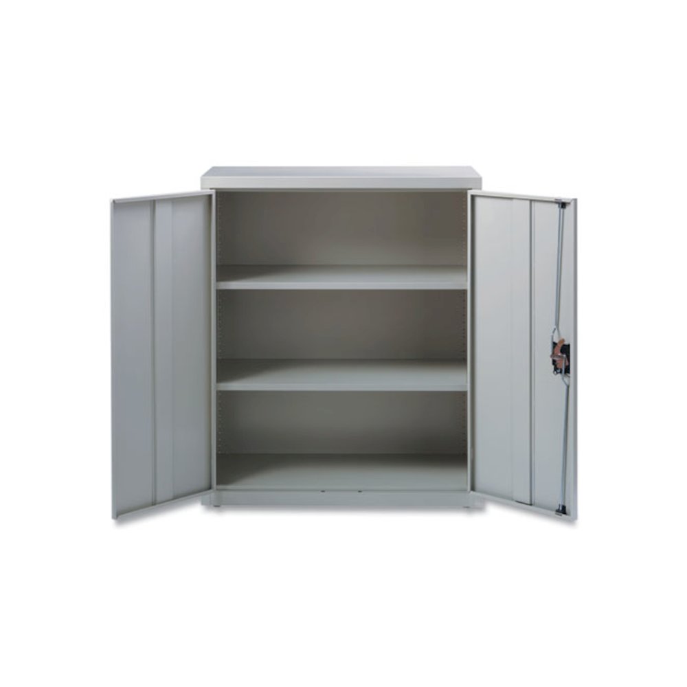 Economy Assembled Storage Cabinets, 3 Shelves, 36" x 18" x 42", Light Gray. Picture 9