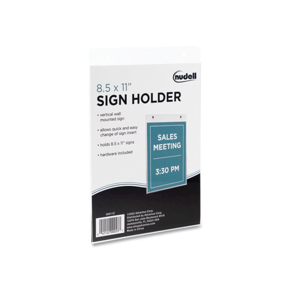 Clear Plastic Vertical-Orientation Wall Sign Holder with Mounting Screws, Quick-Change Insert System, 8.5 x 11 Insert. Picture 3