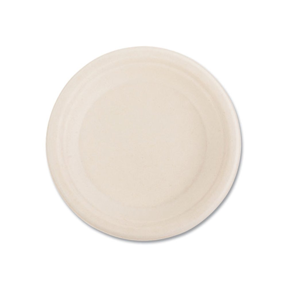 Molded Fiber PFAS-Free Dinnerware, Plate, Sugarcane, 6" dia, Tan, 1,000/Carton. Picture 2