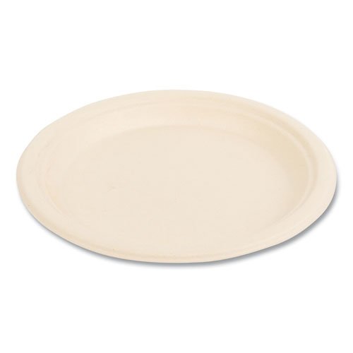 Bagasse PFAS-Free Dinnerware, Plate, Sugarcane, 9" dia, Tan, 500/Carton. Picture 2