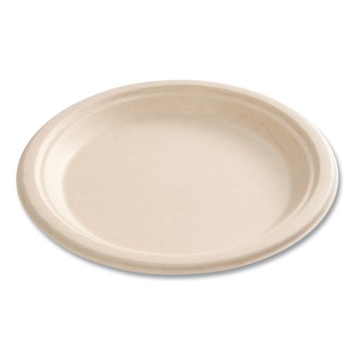 Bagasse PFAS-Free Dinnerware, Plate, Sugarcane, 9" dia, Tan, 500/Carton. Picture 7