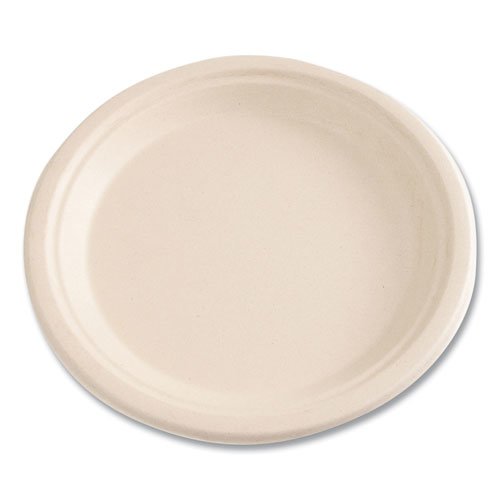 Bagasse PFAS-Free Dinnerware, Plate, Sugarcane, 9" dia, Tan, 500/Carton. Picture 6