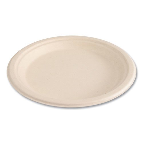 Bagasse PFAS-Free Dinnerware, Plate, Sugarcane, 9" dia, Tan, 500/Carton. Picture 10