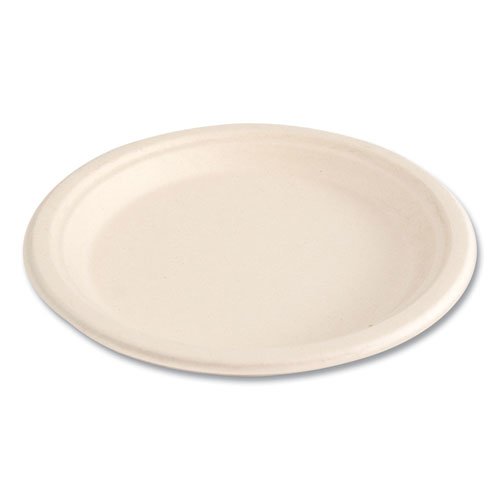 Bagasse PFAS-Free Dinnerware, Plate, Sugarcane, 9" dia, Tan, 500/Carton. Picture 11