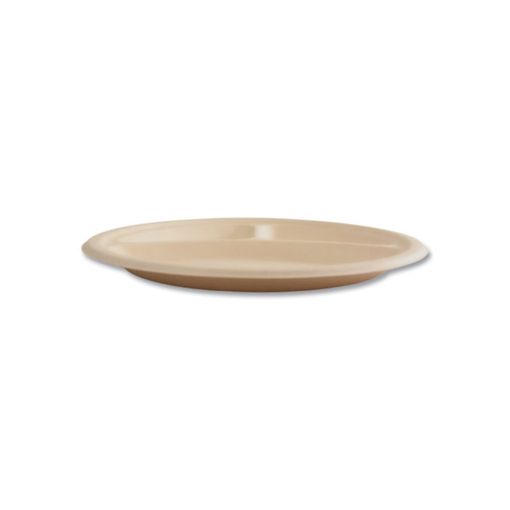 Molded Fiber PFAS-Free Dinnerware, 3-Compartment Plate, Sugarcane, 10" dia, Tan, 500/Carton. Picture 4