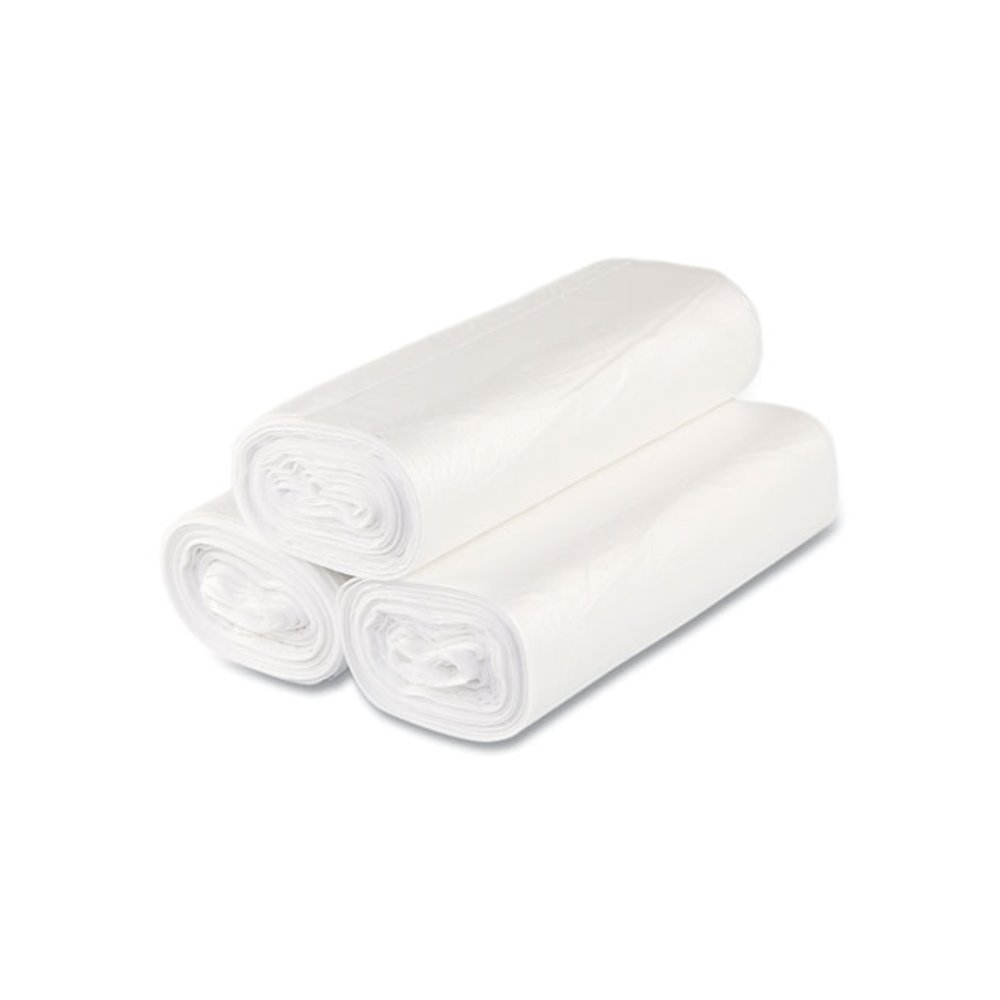 High-Density Commercial Can Liners, 33 gal, 16 mic, 33" x 40", Clear, Interleaved Roll, 25 Bags/Roll, 10 Rolls/Carton. Picture 3