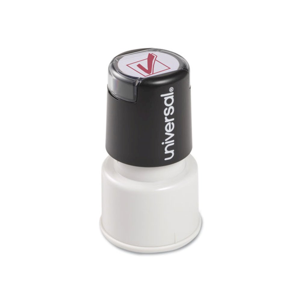Round Message Stamp, CHECK MARK, Pre-Inked/Re-Inkable, Red. Picture 2