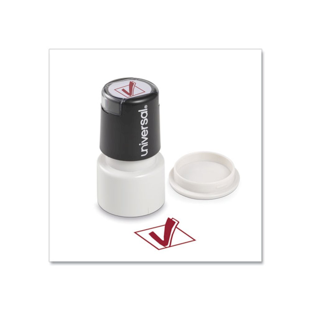 Round Message Stamp, CHECK MARK, Pre-Inked/Re-Inkable, Red. Picture 1