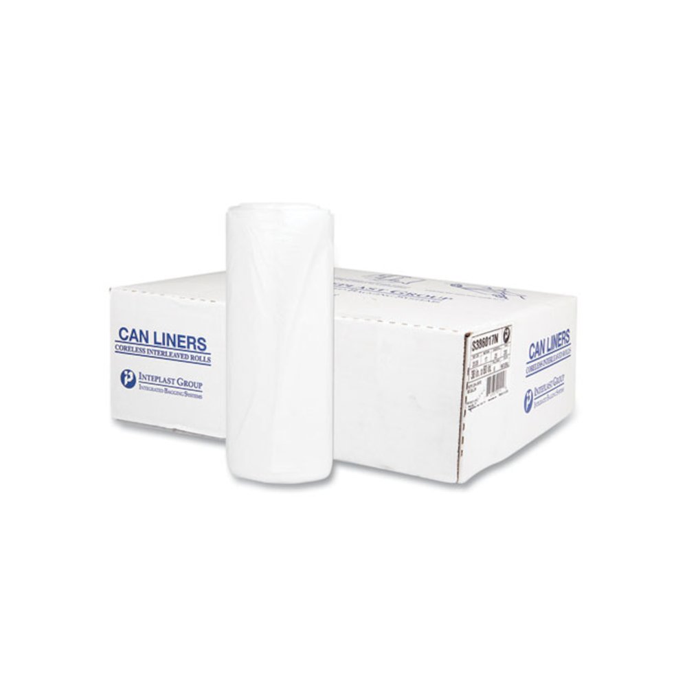 High-Density Commercial Can Liners, 60 gal, 17 mic, 38" x 60", Clear, Interleaved Roll, 25 Bags/Roll, 8 Rolls/Carton. Picture 1