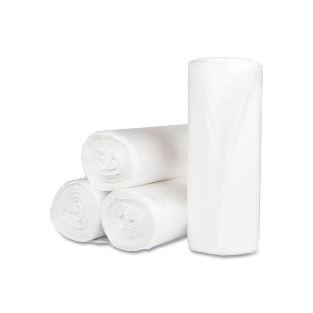 High-Density Commercial Can Liners, 60 gal, 17 mic, 38" x 60", Clear, Interleaved Roll, 25 Bags/Roll, 8 Rolls/Carton. Picture 2