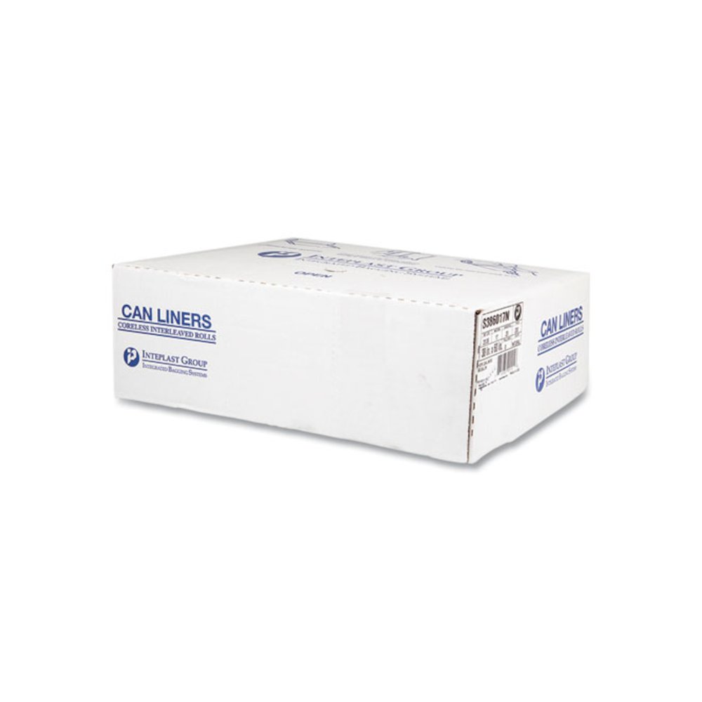 High-Density Commercial Can Liners, 60 gal, 17 mic, 38" x 60", Clear, Interleaved Roll, 25 Bags/Roll, 8 Rolls/Carton. Picture 5