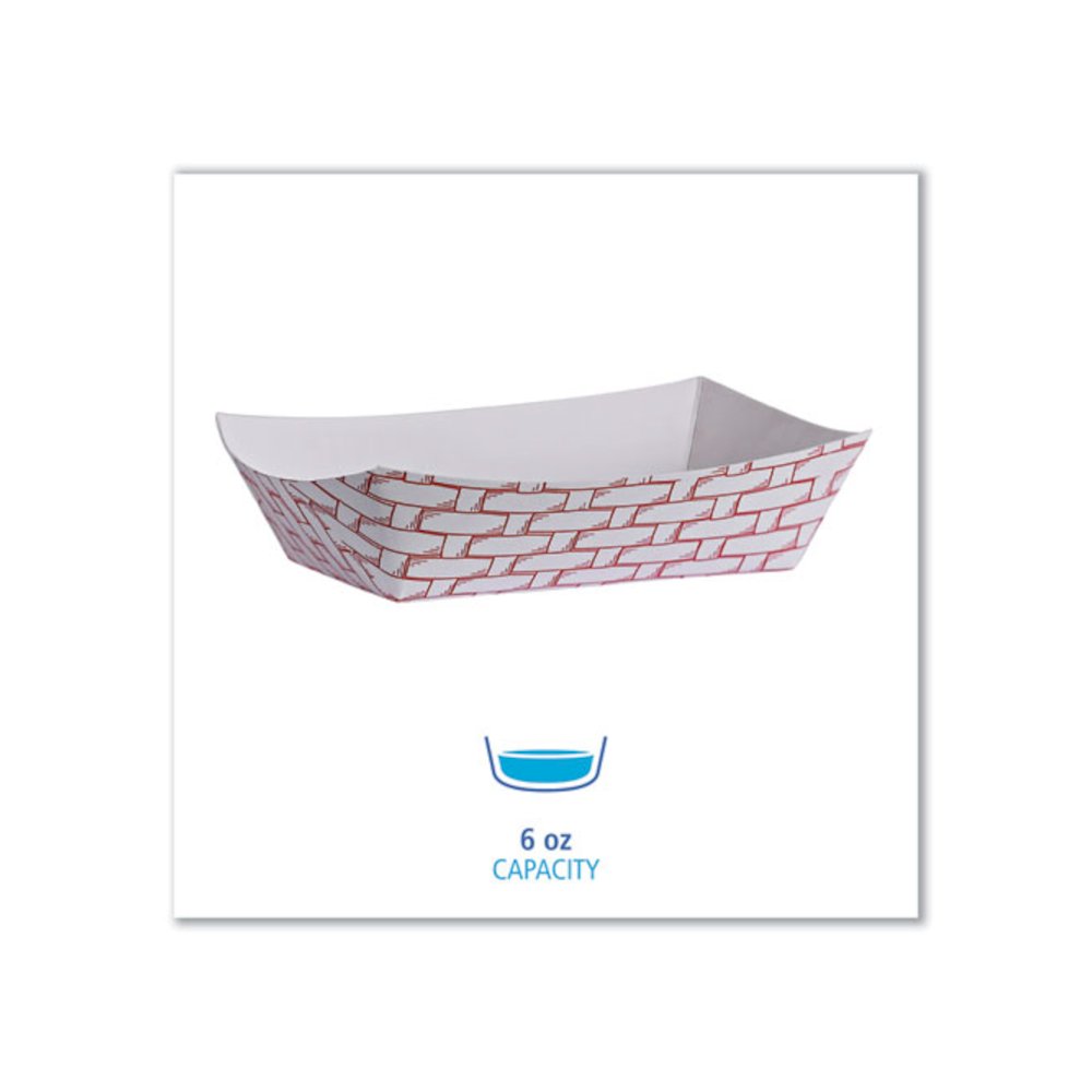 Paper Food Baskets, 6 oz Capacity, 3.78 x 4.3 x 1.08, Red/White, 1,000/Carton. Picture 5