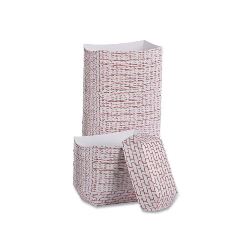 Paper Food Baskets, 6 oz Capacity, 3.78 x 4.3 x 1.08, Red/White, 1,000/Carton. Picture 8