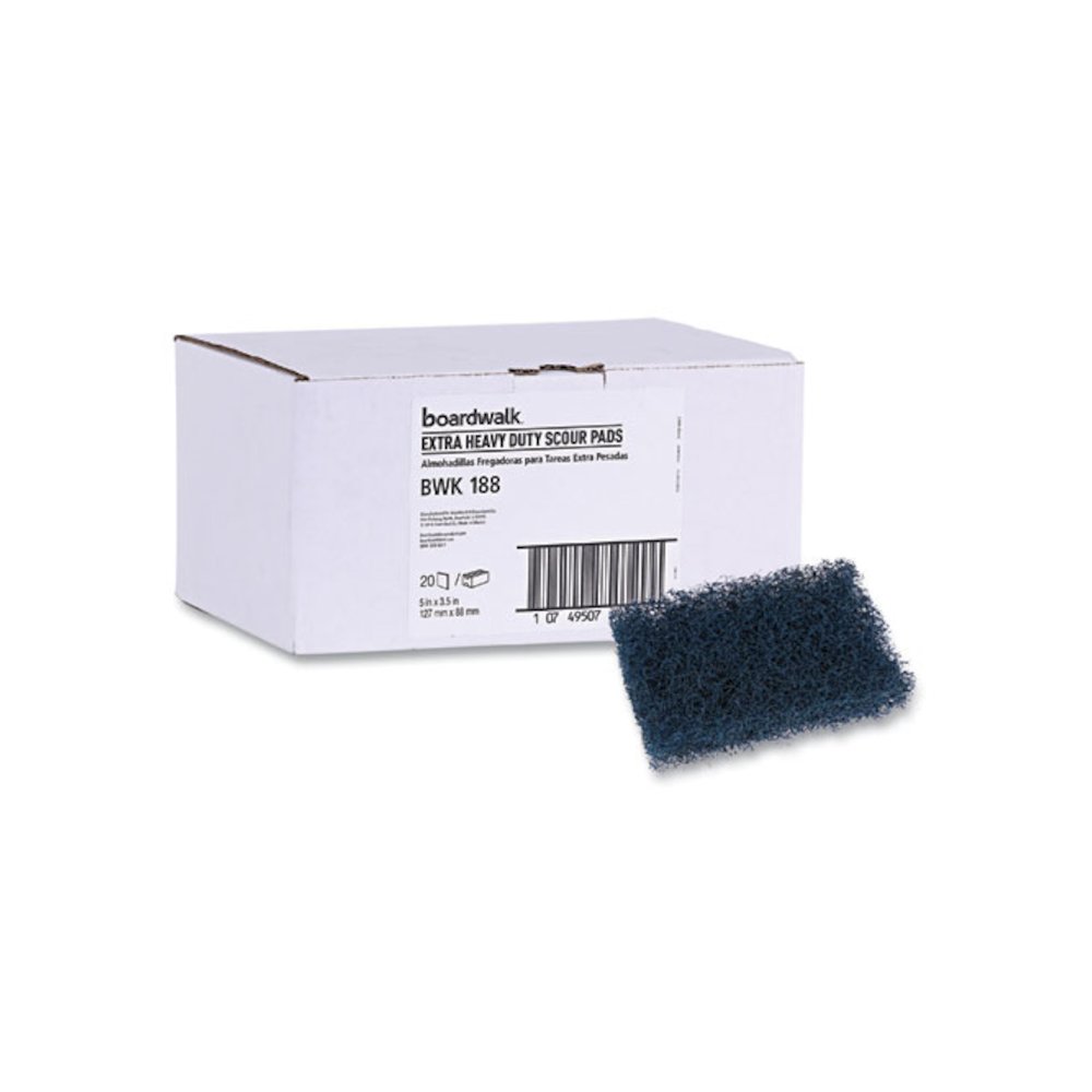 Extra Heavy-Duty Scouring Pad, 3.5 x 5, Dark Blue, 20/Carton. Picture 2