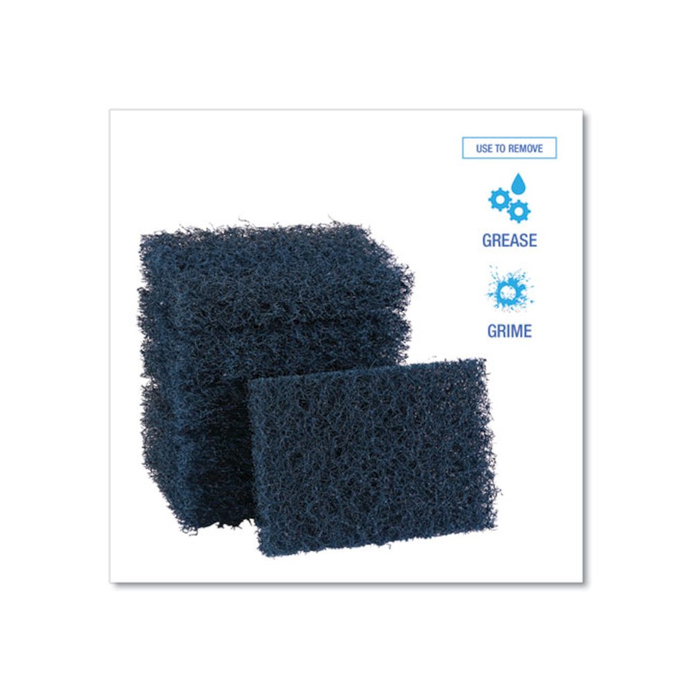 Extra Heavy-Duty Scouring Pad, 3.5 x 5, Dark Blue, 20/Carton. Picture 5
