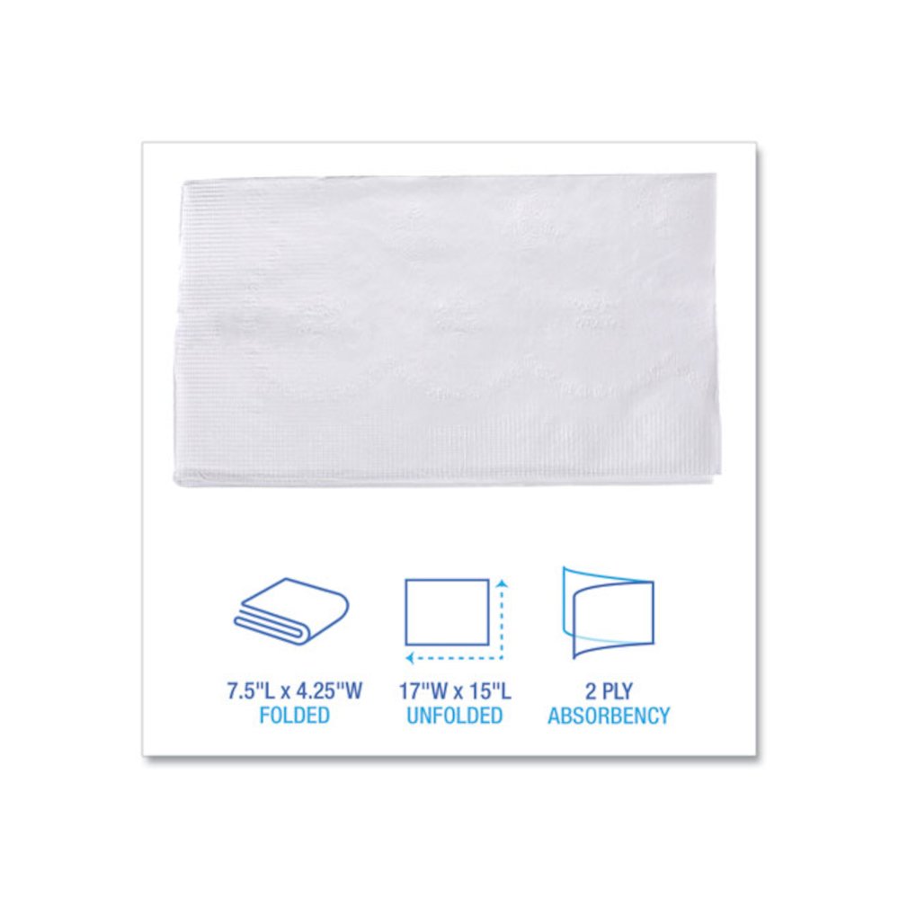 1/8-Fold Dinner Napkins, 2-Ply, 15 x 17, White, 150/Pack, 20 Packs/Carton. Picture 3