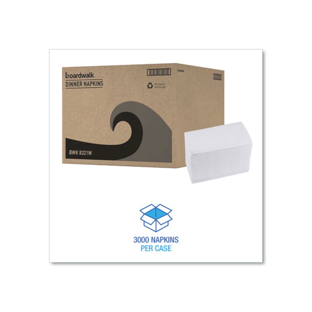1/8-Fold Dinner Napkins, 2-Ply, 15 x 17, White, 150/Pack, 20 Packs/Carton. Picture 4