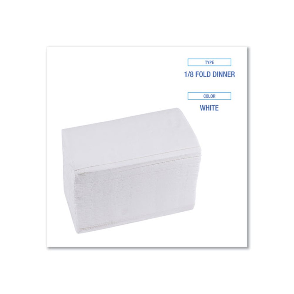 1/8-Fold Dinner Napkins, 2-Ply, 15 x 17, White, 150/Pack, 20 Packs/Carton. Picture 9