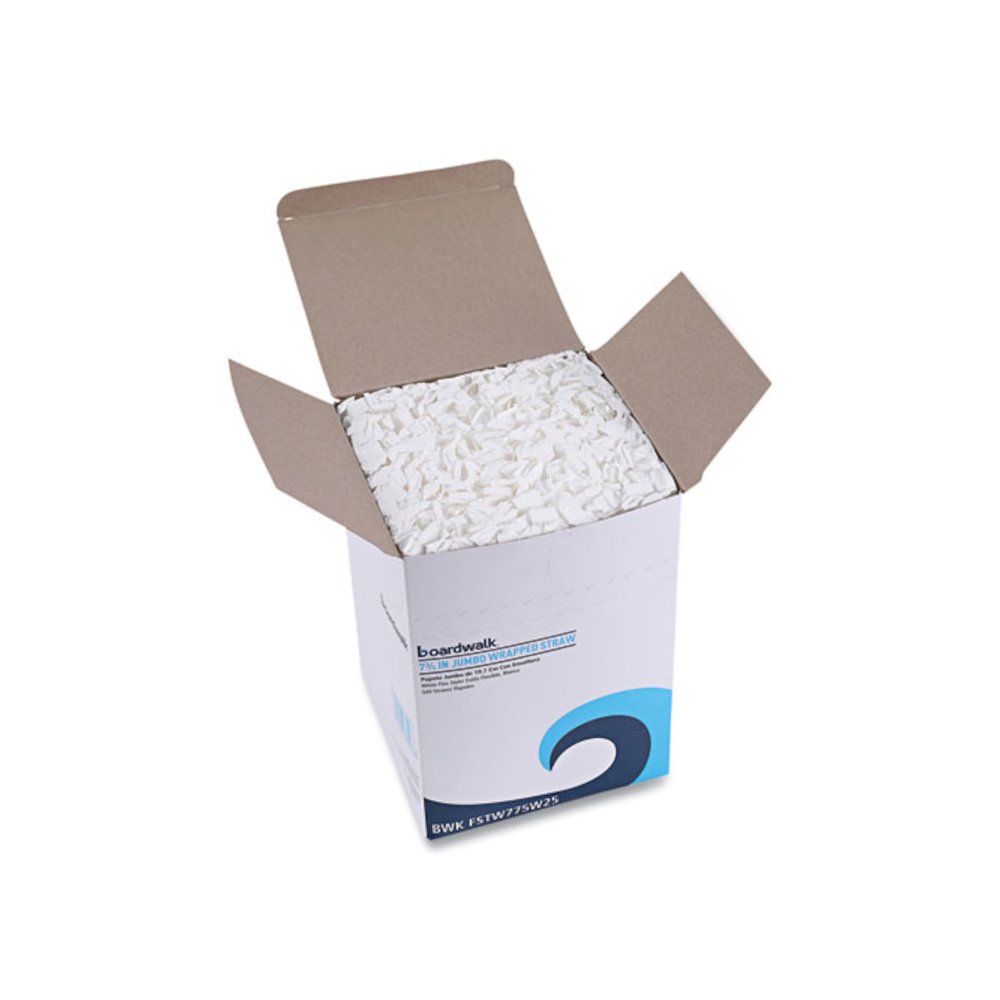 Flexible Wrapped Straws, 7.75", Plastic, White, 500/Pack, 20 Packs/Carton. Picture 4