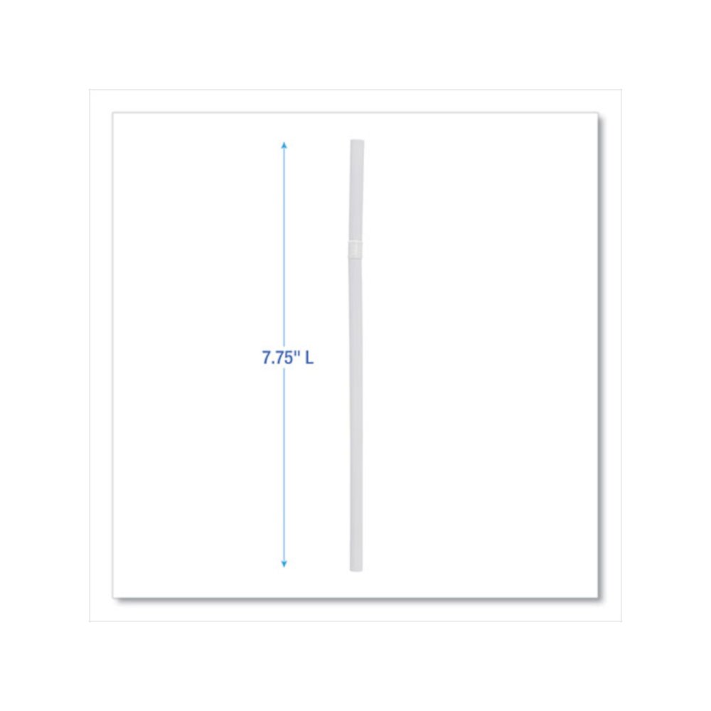 Flexible Wrapped Straws, 7.75", Plastic, White, 500/Pack, 20 Packs/Carton. Picture 8